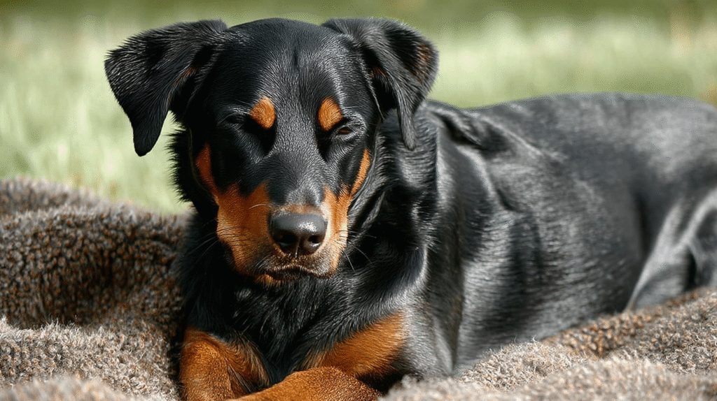 Beauceron bas rouge dort